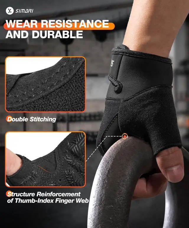 Alt view image 3 of 6 - SIMARI Breathable Workout Gloves with Cushion Pad, Grip, Reduce Calluses for Gym, Cycling, Weightlifting, Fitness, Pilates, Kayaking, Men & Women