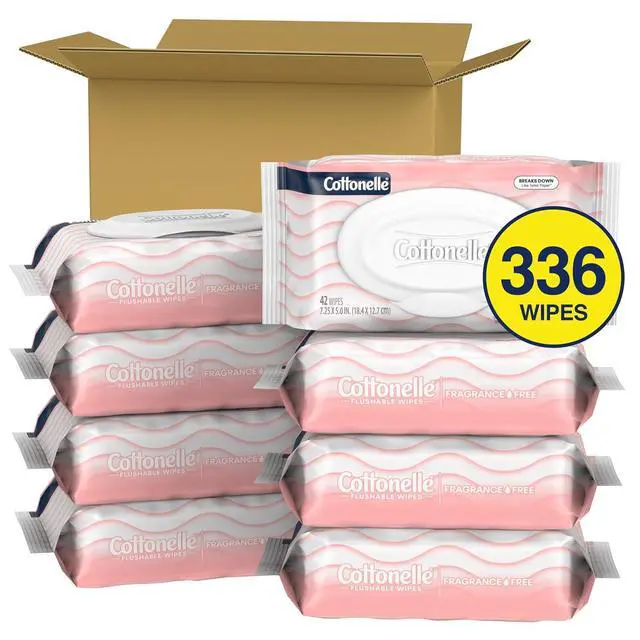 Alt view image 5 of 7 - Cottonelle Fragrance Free Flushable Wipes, 8 Packs, 42 Wipes per Pack