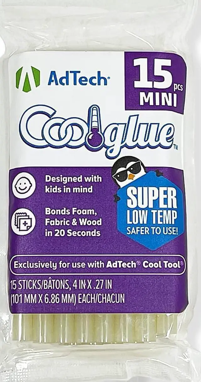 Main image of AdTech Ultra Low Temp Cool Glue Sticks, Mini 4-Inch, 15-Pack