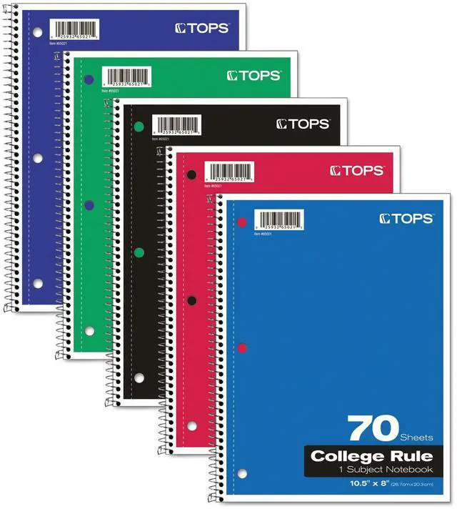 Main image of Oxford 65021 Spiral Notebook, 1-Subject, College Ruled, 70 Sheets, Color May Vary, Pack of 1