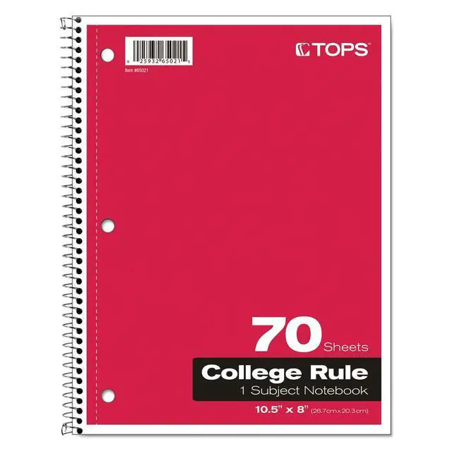 Alt view image 5 of 6 - Oxford 65021 Spiral Notebook, 1-Subject, College Ruled, 70 Sheets, Color May Vary, Pack of 1