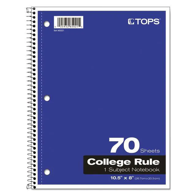 Alt view image 6 of 6 - Oxford 65021 Spiral Notebook, 1-Subject, College Ruled, 70 Sheets, Color May Vary, Pack of 1