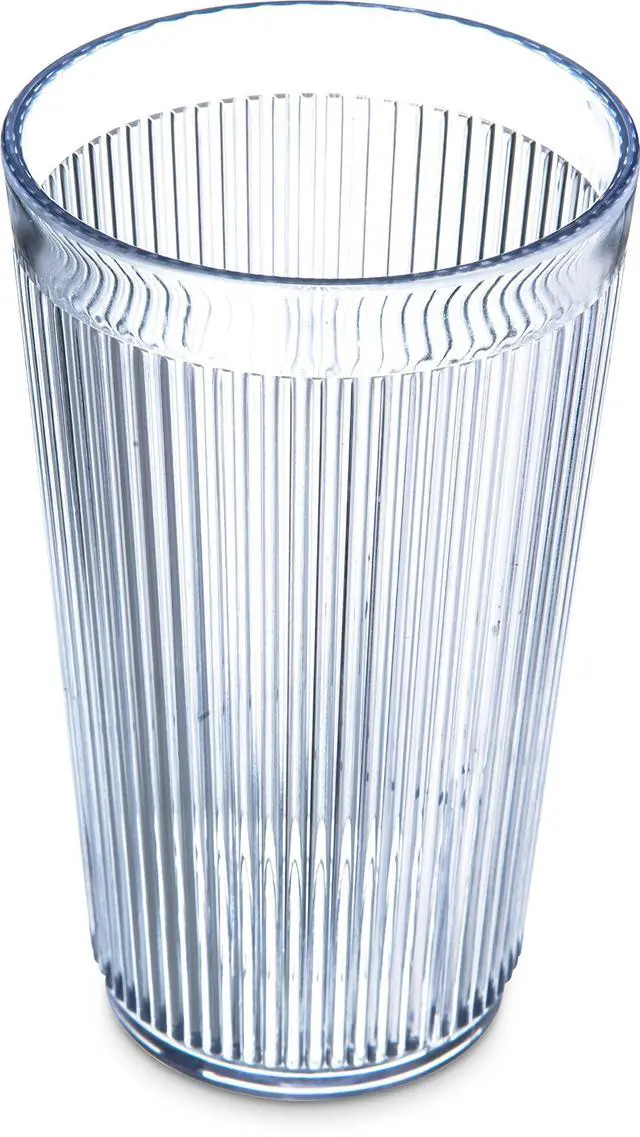 Main image of Carlisle FoodService Products Crystalon Stack-All Stackable Plastic Tumbler 12.5oz Ribbed Texture Clear