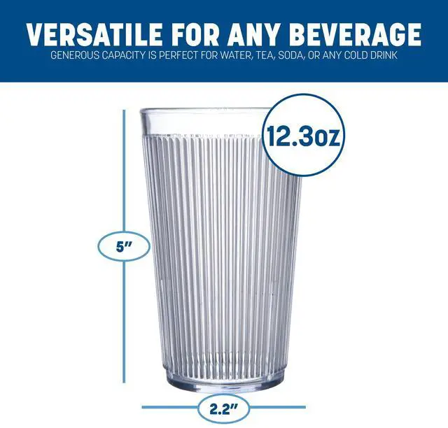 Alt view image 2 of 5 - Carlisle FoodService Products Crystalon Stack-All Stackable Plastic Tumbler 12.5oz Ribbed Texture Clear