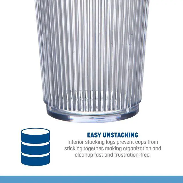 Alt view image 5 of 5 - Carlisle FoodService Products Crystalon Stack-All Stackable Plastic Tumbler 12.5oz Ribbed Texture Clear