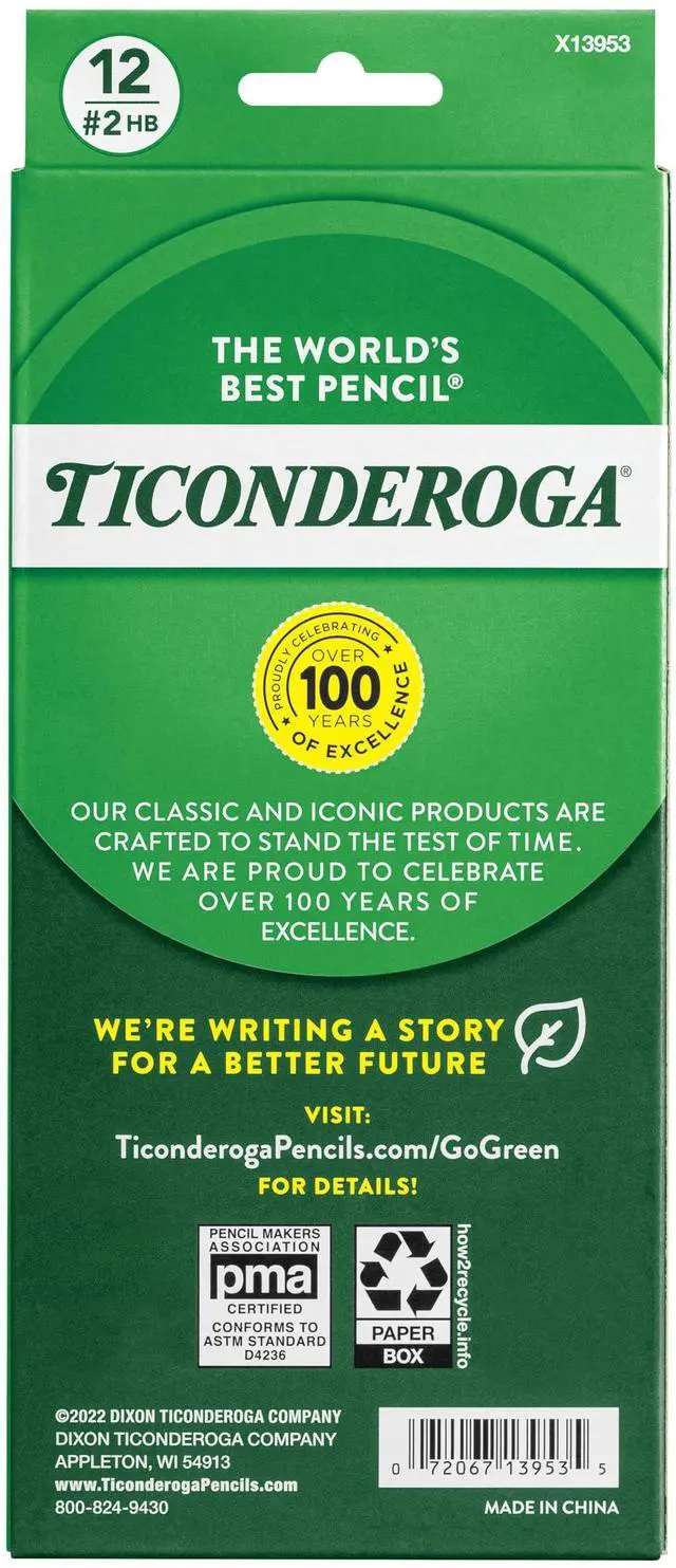 Alt view image 3 of 6 - Ticonderoga #2 HB Soft Wood-Cased Pencils, Black, 12 Count