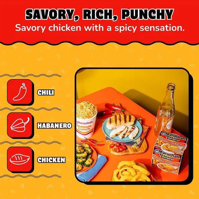 Alt view image 3 of 5 - Maruchan Instant Lunch Ramen Noodles, Hot & Spicy Chicken, 2.25oz (12 Pack)