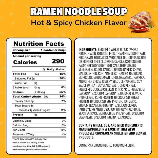Alt view image 5 of 5 - Maruchan Instant Lunch Ramen Noodles, Hot & Spicy Chicken, 2.25oz (12 Pack)