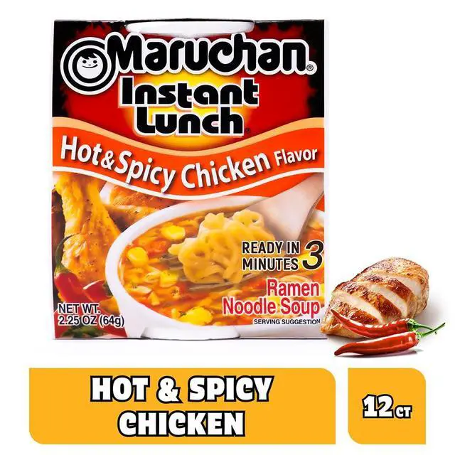 Alt view image 2 of 5 - Maruchan Instant Lunch Ramen Noodles, Hot & Spicy Chicken, 2.25oz (12 Pack)