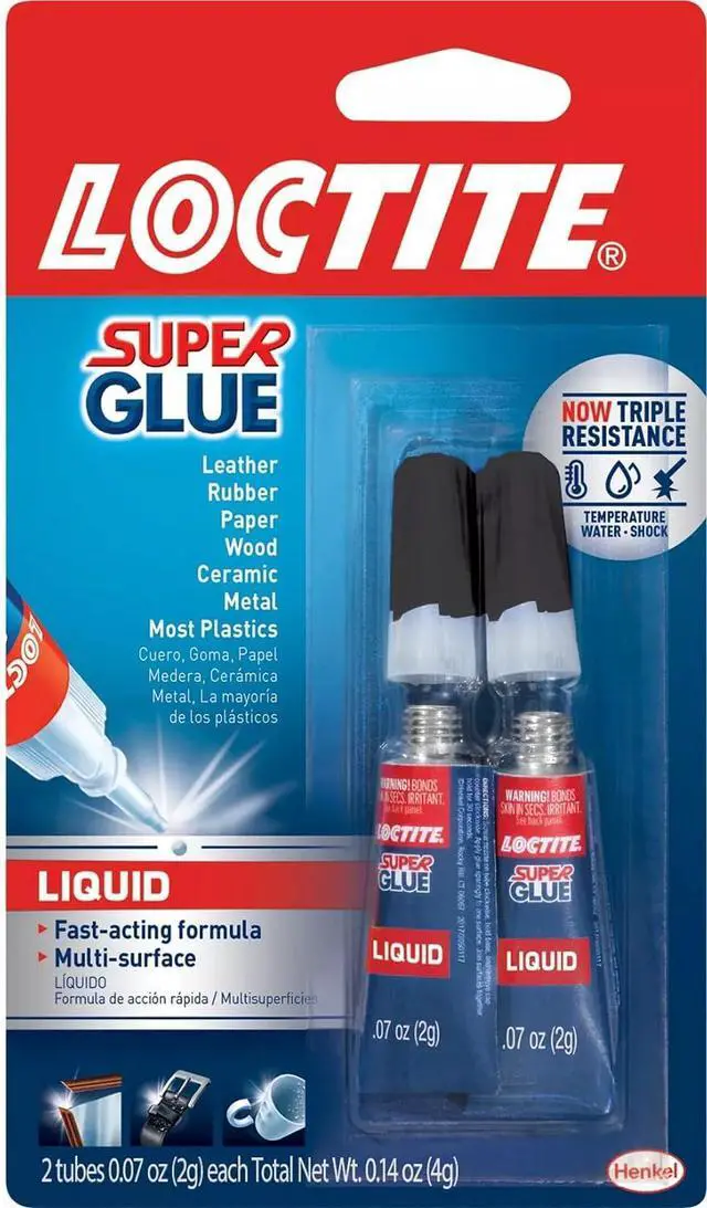 Main image of Loctite Super Glue Liquid 0.07 fl oz Tubes (2-Pack), Clear, Cyanoacrylate Adhesive for Plastic, Wood, Metal, Crafts & Repair, Instant Quick Dry