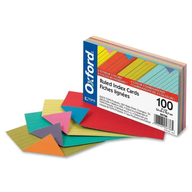 Alt view image 2 of 3 - Oxford Extreme Index Cards 04736, 3x5 Inches, 100 per Pack, Assorted Colors