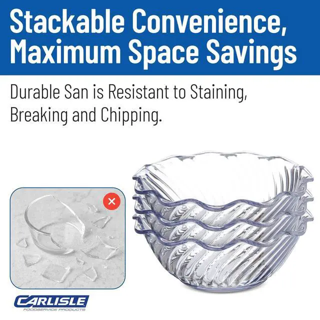 Alt view image 2 of 6 - Carlisle FoodService Products 453307 Plastic Dessert Bowls, 13oz, Clear