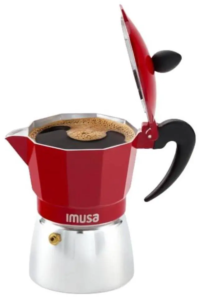 Main image of IMUSA USA B120-42T 3-Cup Aluminum Stovetop Espresso Coffeemaker, Red