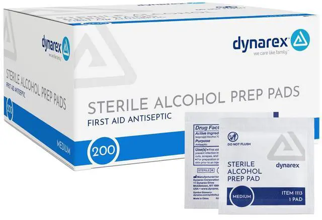 Main image of Dynarex DynaSafety Sterile Alcohol Prep Pads, Medium, 70% Isopropyl Alcohol, Individually Wrapped, 200 per Box