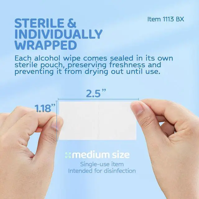 Alt view image 3 of 7 - Dynarex DynaSafety Sterile Alcohol Prep Pads, Medium, 70% Isopropyl Alcohol, Individually Wrapped, 200 per Box