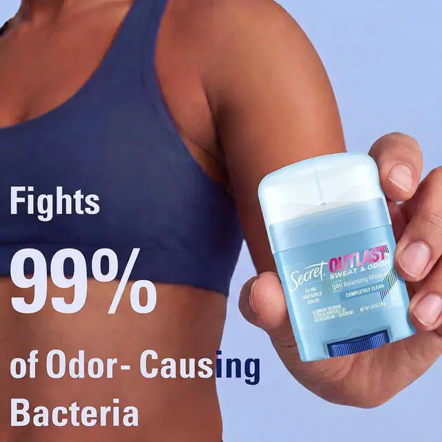 Alt view image 6 of 6 - Secret Outlast Antiperspirant Deodorant for Women, 72hr Sweat & Odor Protection, PH Balancing Minerals, Invisible Solid, Completely Clean Scent, Travel Size, 0.5oz