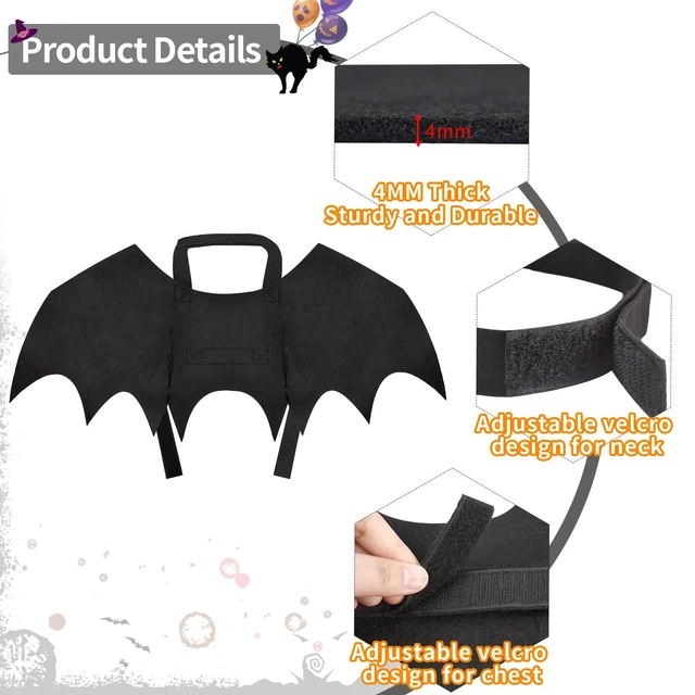 Alt view image 4 of 6 - Malier Cat Dog Bat Costume Wings for Halloween Pets