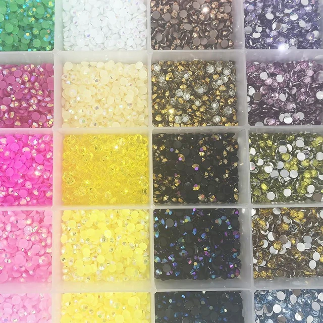 Alt view image 2 of 6 - BetterJonny 20000Pcs 42 Colors 3mm Round Nail Flatback Rainbow Gems Set AB Glitter Rhinestone for Crafts Decoration Jewelry Making
