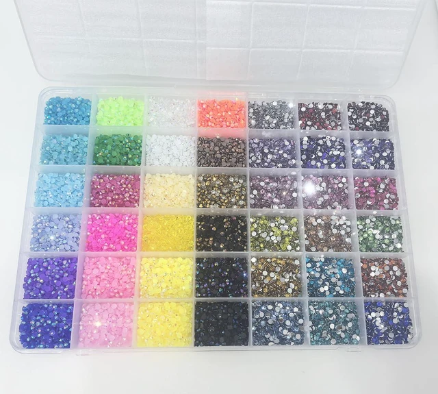 Alt view image 4 of 6 - BetterJonny 20000Pcs 42 Colors 3mm Round Nail Flatback Rainbow Gems Set AB Glitter Rhinestone for Crafts Decoration Jewelry Making