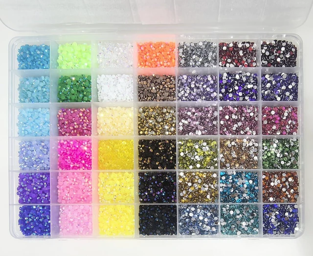 Alt view image 5 of 6 - BetterJonny 20000Pcs 42 Colors 3mm Round Nail Flatback Rainbow Gems Set AB Glitter Rhinestone for Crafts Decoration Jewelry Making