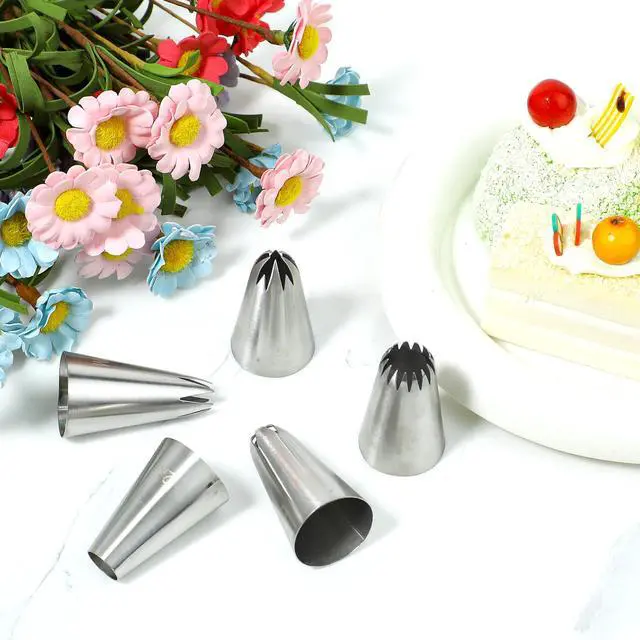 Alt view image 2 of 7 - Cake Piping Tips 5-Pack (1M, 2D, 1C, 1B, 1E) - Buttercream, Icing, Birthday, Cupcake, DIY Art Decorating Supplies