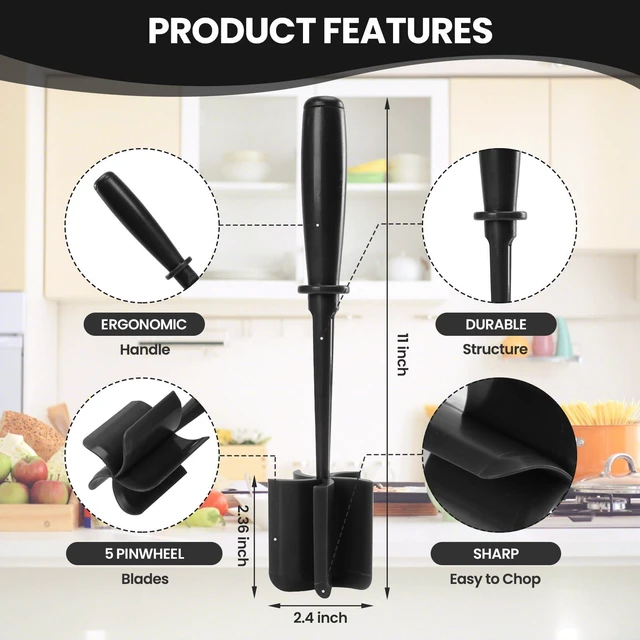 Alt view image 4 of 7 - CUNSENR Meat Chopper, Ground Beef Masher, Hamburger Smasher Tool, Black
