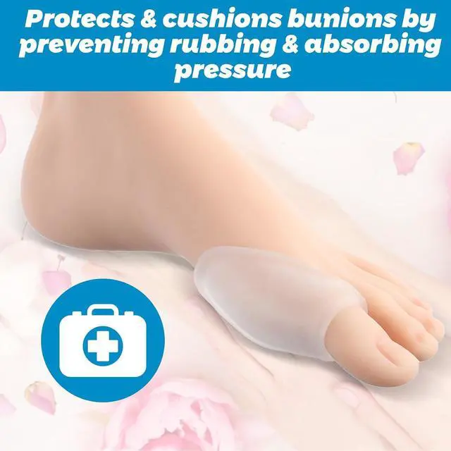 Alt view image 2 of 6 - Dimeho Bunion Cushion Protector Pads with Separator Guards, 12 Pcs, Clear Shields Relief for Big Toe Calluses Corns