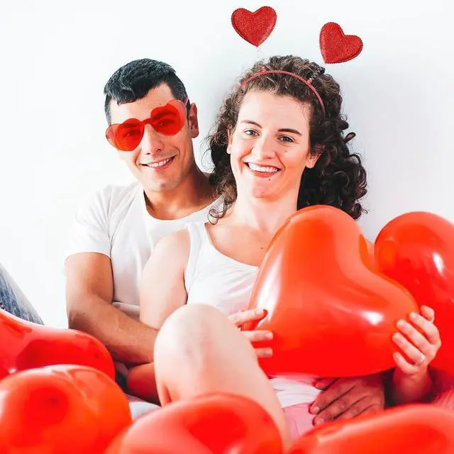 Alt view image 5 of 7 - Qianyu Valentine's Day Heart Head Bopper Headband and Heart-Shaped Sunglasses