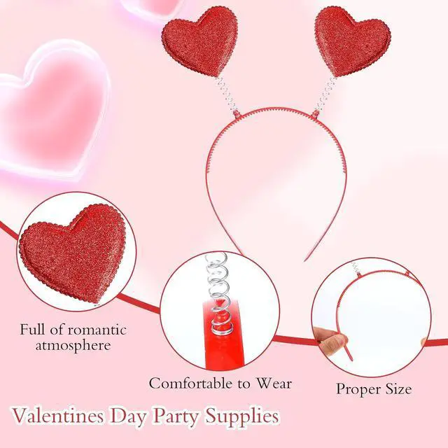 Alt view image 3 of 7 - Qianyu Valentine's Day Heart Head Bopper Headband and Heart-Shaped Sunglasses