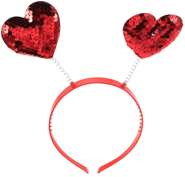 Main image of Healeved Cupid Heart Red Sequin Headband Hairband for Women Valentine's Day Party Hair Accessories 9x7 Inches
