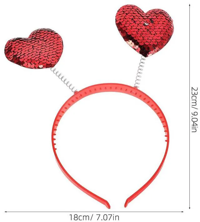 Alt view image 5 of 7 - Healeved Cupid Heart Red Sequin Headband Hairband for Women Valentine's Day Party Hair Accessories 9x7 Inches