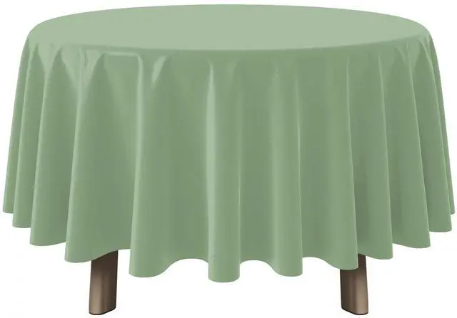 Main image of 1 Pack Sage Green Plastic Round Tablecloth, Waterproof Disposable, 84 Inch, for Birthday Bridal Wedding Baby Shower Party Decorations