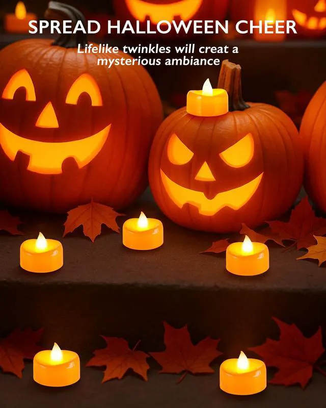 Alt view image 3 of 6 - BEICHI Flameless Tea Lights Candles, 24-Pack, Orange, Battery Operated