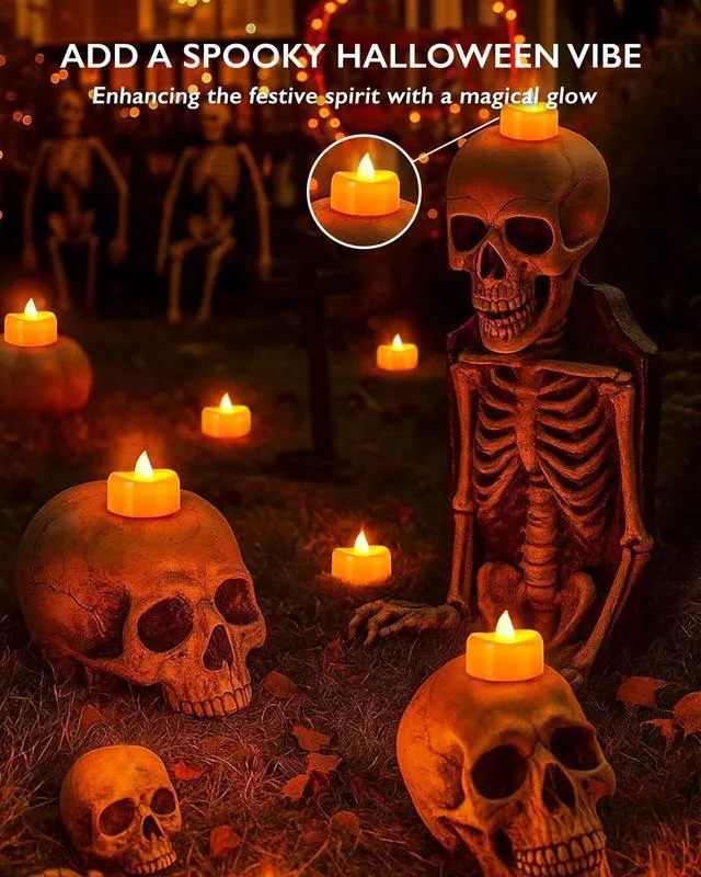 Alt view image 4 of 6 - BEICHI Flameless Tea Lights Candles, 24-Pack, Orange, Battery Operated