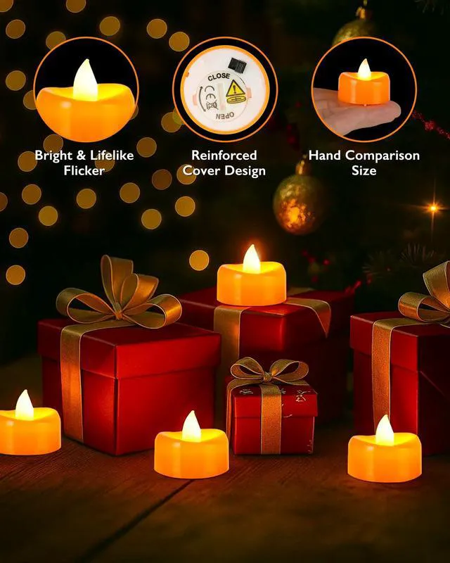 Alt view image 2 of 6 - BEICHI Flameless Tea Lights Candles, 24-Pack, Orange, Battery Operated