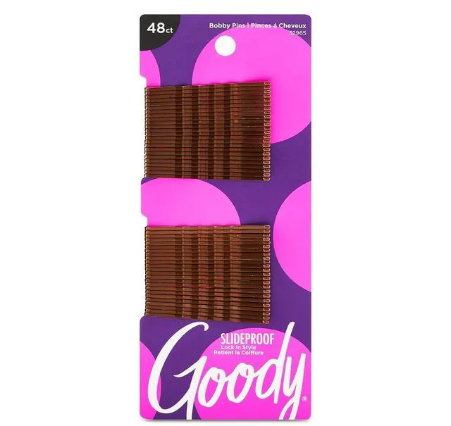 Main image of Goody SlideProof Bobby Hair Pins, 48 Count, Brunette Brown, High Gloss, Pain-Free Styling Accessories for All Hair Types