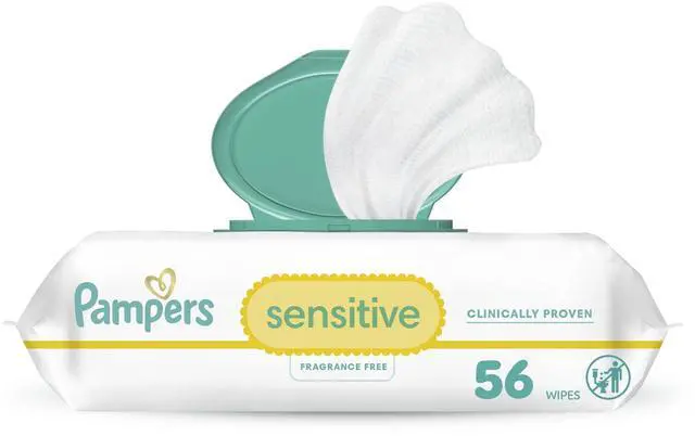 Main image of Pampers Sensitive Perfume Free Baby Wipes, 1 Pop-Top Pack, 56 Count
