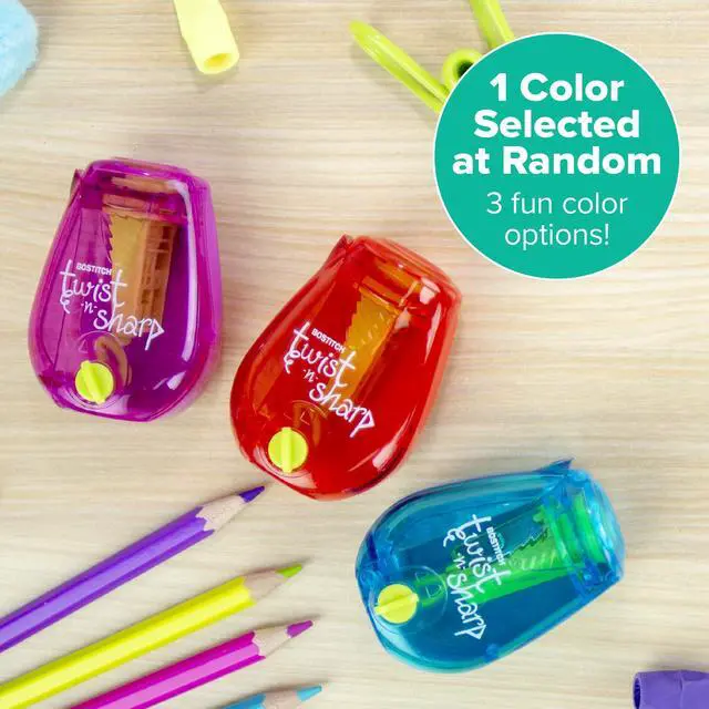 Alt view image 5 of 6 - Bostitch Twist-n-Sharp Manual Pencil Sharpener, One Assorted Color, for Kids, Boys, Girls, Colored Pencils, 1 Pack