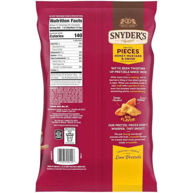Alt view image 5 of 7 - Snyder's of Hanover Honey Mustard & Onion Flavored Pretzel Pieces, 11.25oz