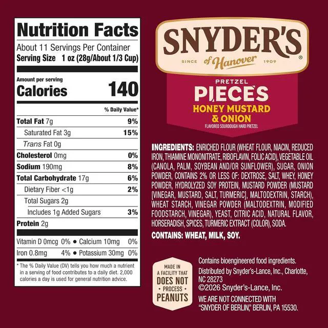 Alt view image 7 of 7 - Snyder's of Hanover Honey Mustard & Onion Flavored Pretzel Pieces, 11.25oz