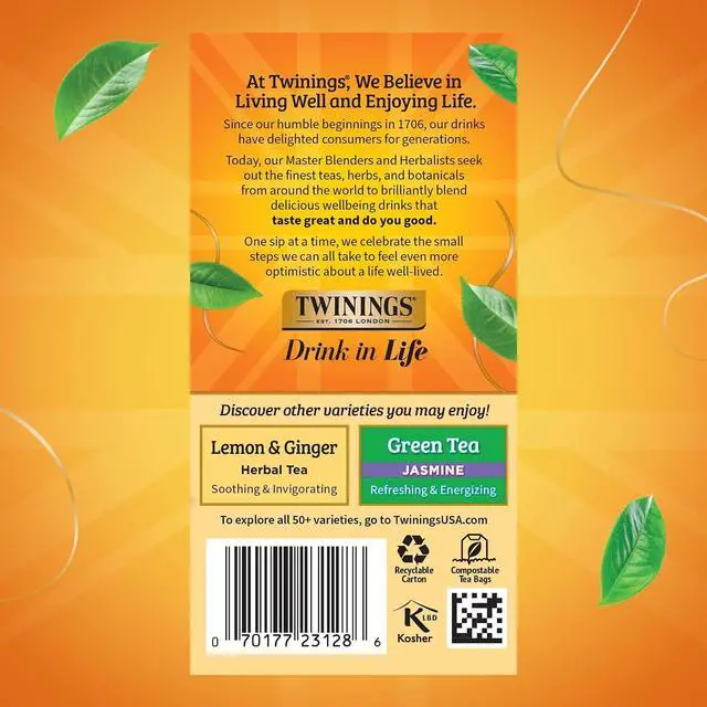 Alt view image 6 of 6 - Twinings Camomile, Honey & Vanilla Herbal Tea, 20 Count (Pack of 1), Naturally Caffeine-Free, Enjoy Hot or Iced