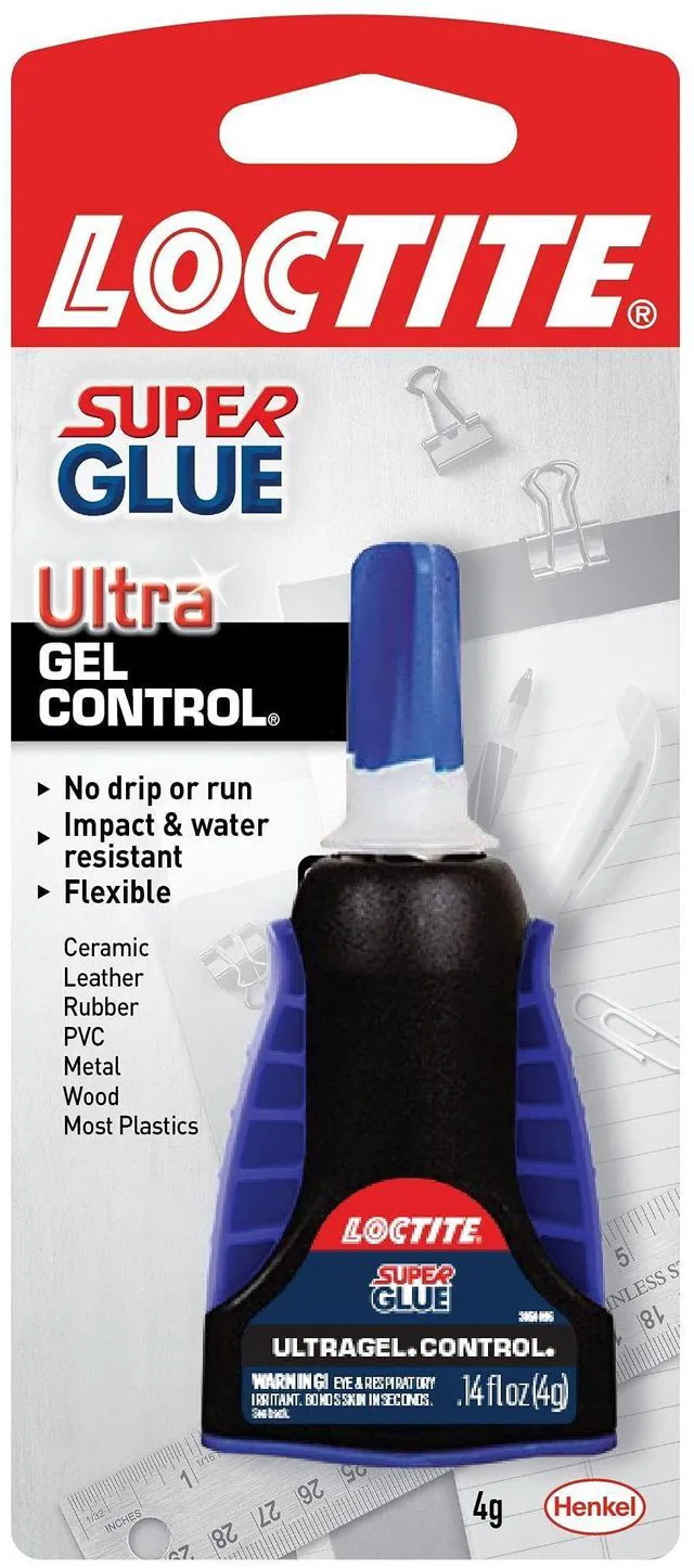 Main image of Loctite Super Glue Ultra Gel Control, 0.14 fl oz Bottle, 1 Pack, Clear, for Plastic, Wood, Metal, Crafts & Repair, Cyanoacrylate Adhesive, Quick Dry