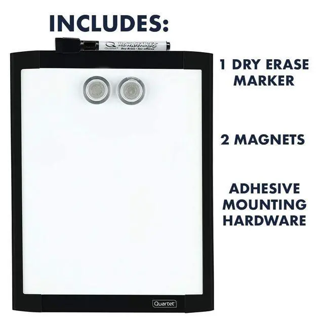 Alt view image 2 of 7 - Quartet MHOW8511-BK Magnetic Dry Erase Whiteboard, 8-1/2" x 11", Black Frame, with 1 Dry Erase Marker and 2 Magnets