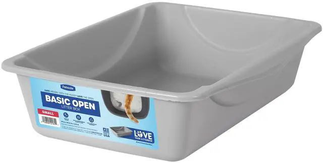 Main image of Petmate Basic Open Plastic Cat Litter Pan, Gray, Small