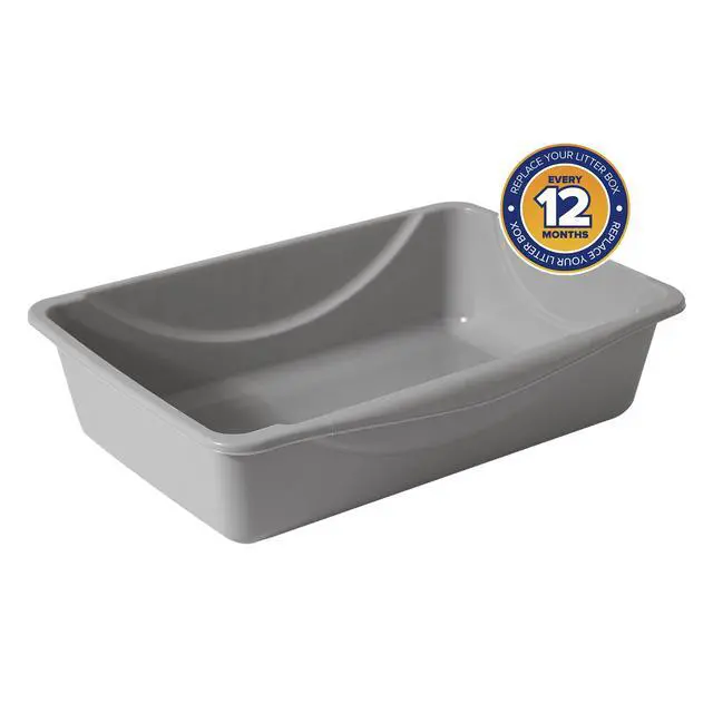 Alt view image 4 of 7 - Petmate Basic Open Plastic Cat Litter Pan, Gray, Small