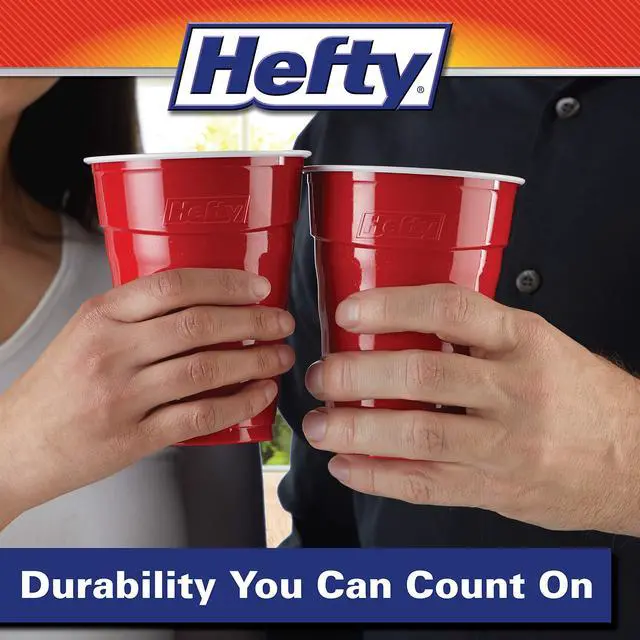 Alt view image 3 of 6 - Hefty Easy Grip 18 oz Disposable Plastic Cold Cups, Red, 50 Count
