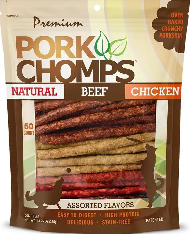 Main image of Pork Chomps Dog Chews 5in Munchy Sticks Assorted Flavors 50 Count