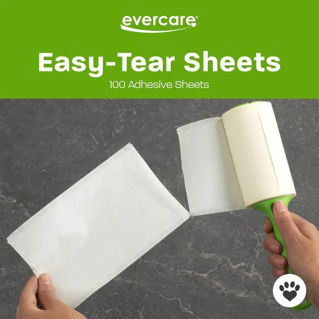 Alt view image 3 of 6 - Evercare All Purpose Pet Hair Lint Roller - 100 Sheets, Reusable Sticky Roller for Cat & Dog Hair Remover, Furniture, Clothing & Cars