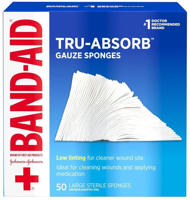 Main image of BAND-AID Brand Tru-Absorb Gauze Sponges, 4in x 4in, Large Size, 50 Count