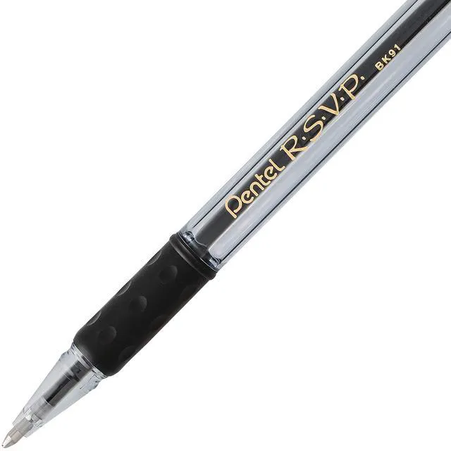 Alt view image 5 of 6 - Pentel RSVP Colors Ballpoint Pen 1.0mm Medium Line Black Ink Pack of 2 (BK91CRBP2A)